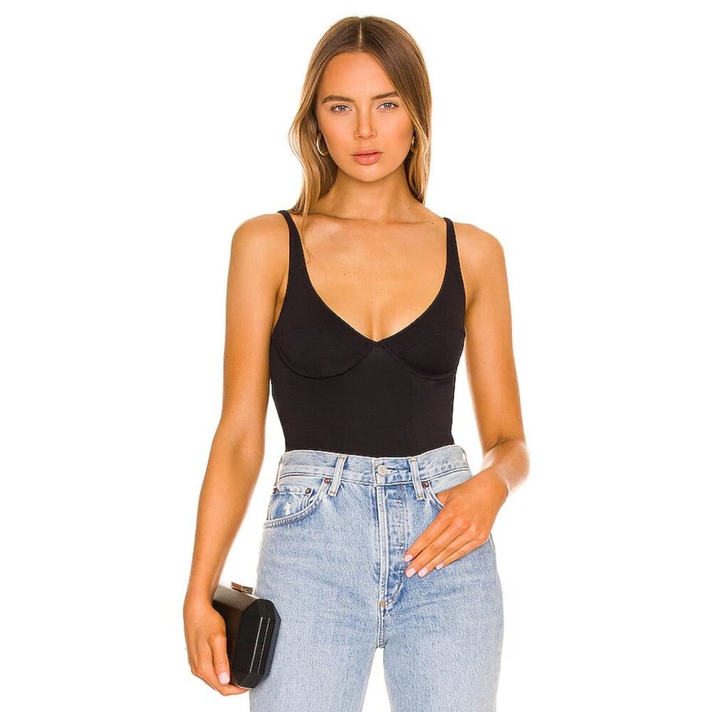 OW Collection Bea Bodysuit in Black Caviar